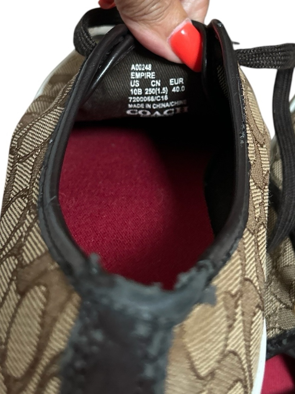 Coach Empire Signature Canvas Low-Top Sneakers — Khaki Brown with White Sole - Picture 6 of 8